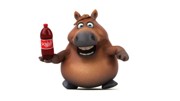 Spaßpferd Mit Soda Animation — Stockvideo