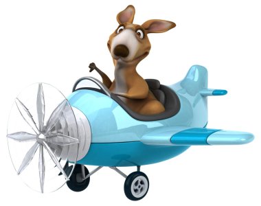 komik çizgi film karakteri uçakta - 3d çizim 