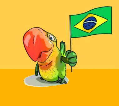 Eğlenceli papağan bayrak - illüstrasyon holding 