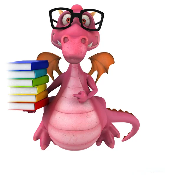 Divertente Drago Che Tiene Libri — Foto Stock