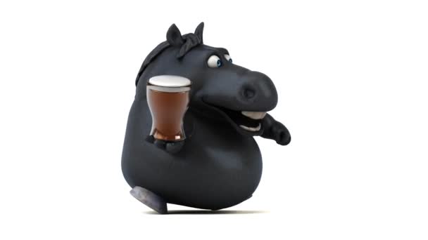 Cheval Amusant Avec Bière Animation — Video