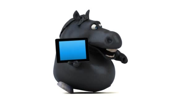 Leuk Paard Met Tablet Animatie — Stockvideo