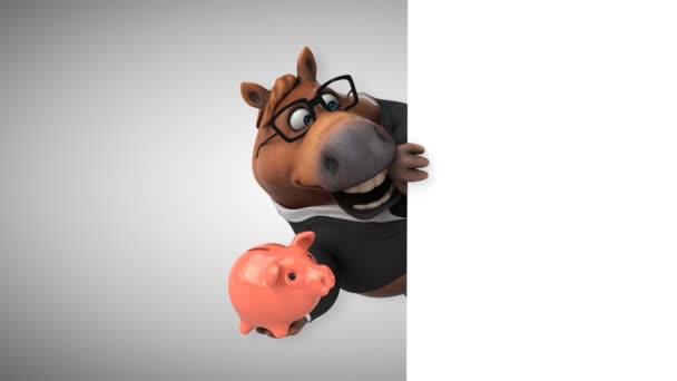 Fun Horse Piggy Bank Animation — Stock Video