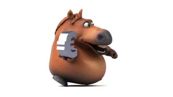 Divertido Caballo Con Euro Animación — Vídeo de stock