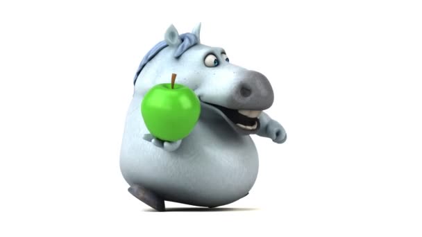 Leuk Paard Met Appel Animatie — Stockvideo