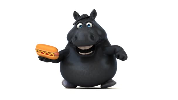 Zábava Kůň Hotdog Animace — Stock video
