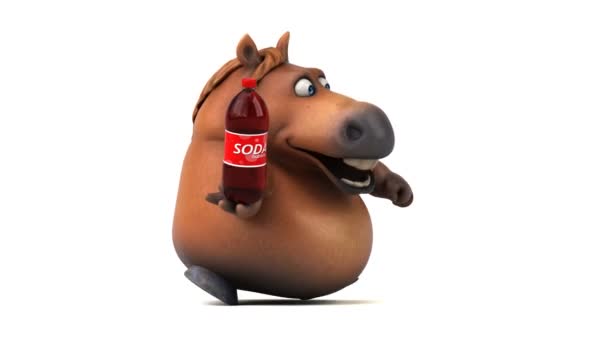 Cavalo Divertido Com Refrigerante Animação — Vídeo de Stock