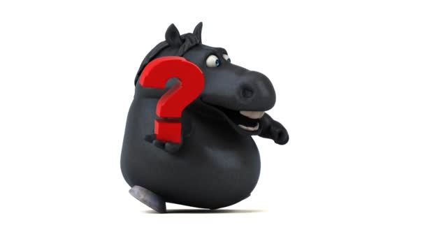 Cavalo Divertido Com Pergunta Animação — Vídeo de Stock