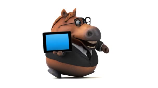 Cavalo Divertido Com Tablet Animação — Vídeo de Stock