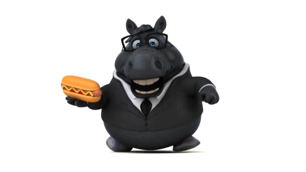 Spaßpferd Mit Hotdog Animation — Stockvideo