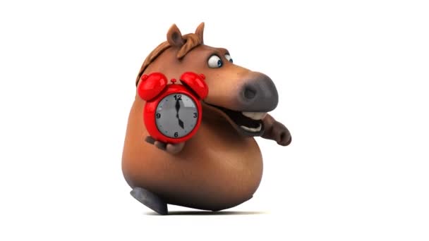 Divertido Caballo Con Reloj Animación — Vídeos de Stock