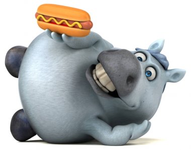 Eğlenceli at hotdog - 3d çizim holding