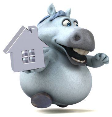 Eğlenceli at holding house - 3d çizim