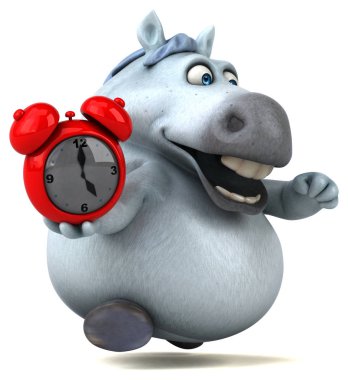 Eğlenceli at tutarak saat - 3d çizim 