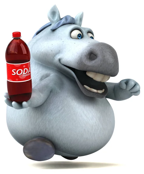 Fun Horse Holding Soda Illustration — Stock Photo, Image