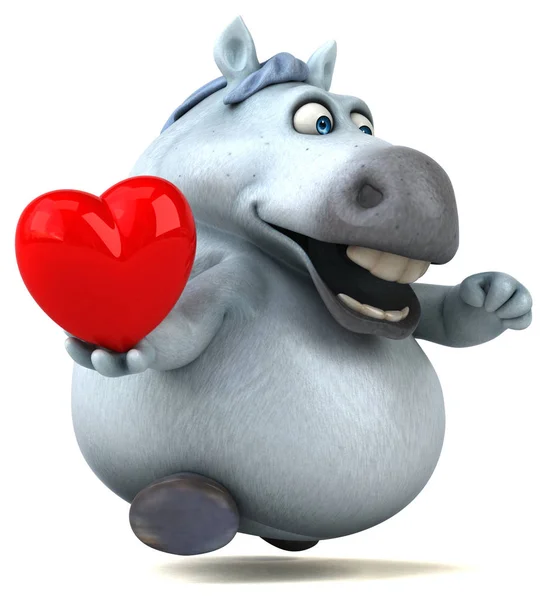 Fun Horse Holding Heart Illustration — Stock Photo, Image