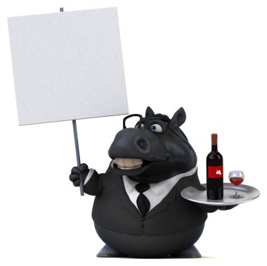 Şaraplı eğlenceli at - 3D Görüntü