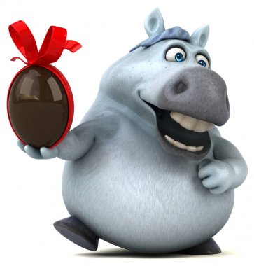 Eğlenceli at tutan yumurta - 3d çizim