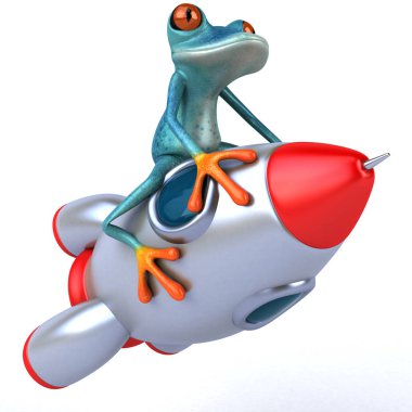 Eğlenceli kurbağa roket - 3d çizim