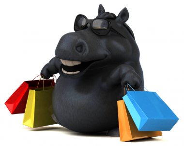 Eğlenceli at holding - 3d çizim çanta
