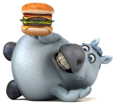 Eğlenceli at burger - 3d çizim holding