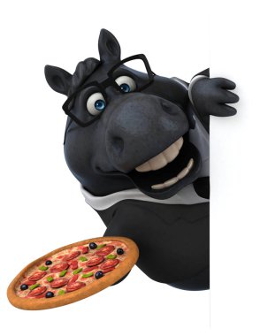 Pizza - 3d çizim tutan eğlenceli at
