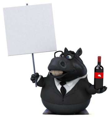 Şaraplı eğlenceli at - 3D Görüntü