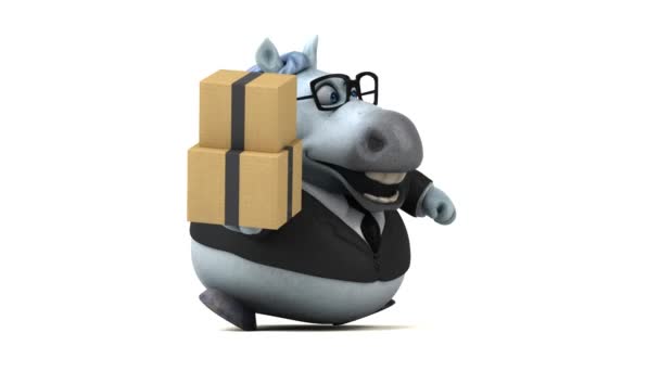 Divertido Caballo Con Cajas Animación — Vídeos de Stock