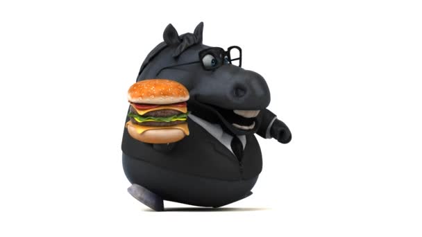 Fun Horse Burger Animation — Stock Video