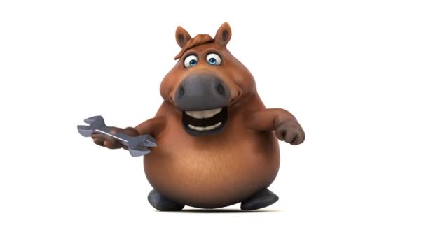 Divertido Caballo Con Herramienta Animación — Vídeo de stock