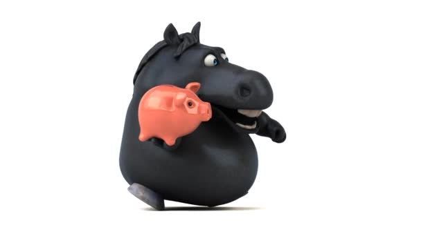 Fun Horse Piggy Bank Animation — Stock Video