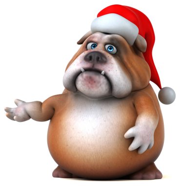 Eğlenceli 3d çizim santa - bulldog