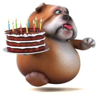 Eğlenceli çizgi film karakteri ile kek - 3d çizim