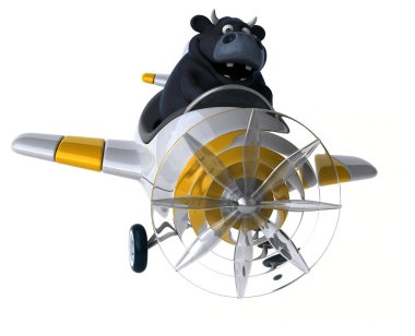 eğlenceli çizgi film karakteri uçakta - 3d çizim