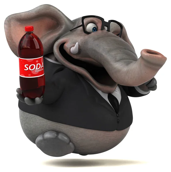 ソーダで象を楽しむ 3Dイラスト — ストック写真