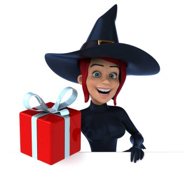 Eğlenceli çizgi film karakteri ile hediye - 3d çizim