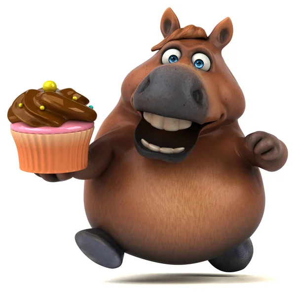 Spaß Cartoon Figur Mit Cupcake Illustration — Stockfoto