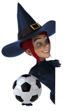 Eğlenceli çizgi film karakteri ile topu - 3d çizim