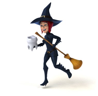 Eğlenceli çizgi film karakteri ile diş - 3d çizim