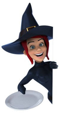 Eğlenceli çizgi film karakteri ile plaka - 3d çizim