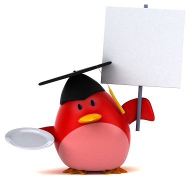 Eğlenceli çizgi film karakteri ile plaka - 3d çizim