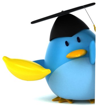 Muz - 3d çizim ile eğlenceli çizgi film karakteri