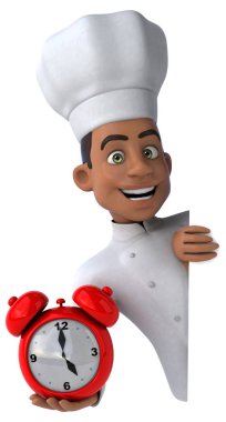 eğlenceli çizgi film karakteri ile çalar saat - 3d çizim