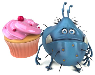 Cupcake - 3d çizim ile eğlenceli çizgi film karakteri