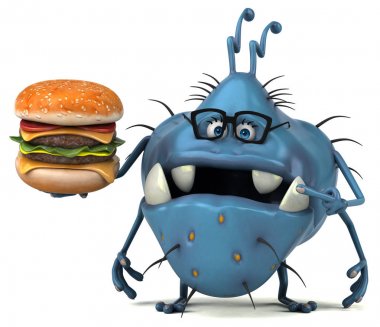Hamburger - 3d çizim ile eğlenceli çizgi film karakteri