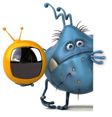 Tv - 3d çizim ile eğlenceli çizgi film karakteri