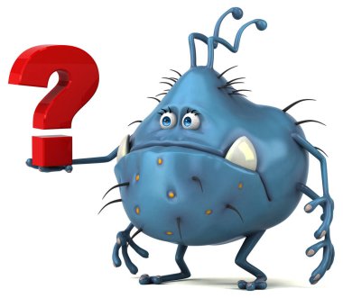 Eğlenceli çizgi film karakteri ile soru - 3d çizim