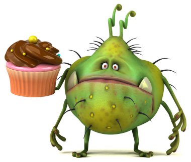 Cupcake - 3d çizim ile eğlenceli çizgi film karakteri