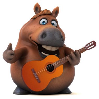 Gitarlı eğlenceli at - 3D Görüntü