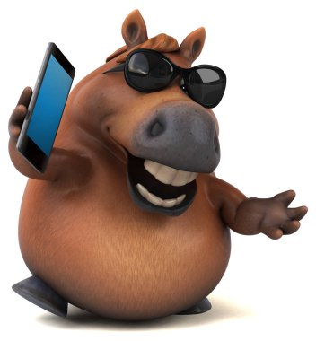 Telefonlu eğlenceli at - 3D Görüntü